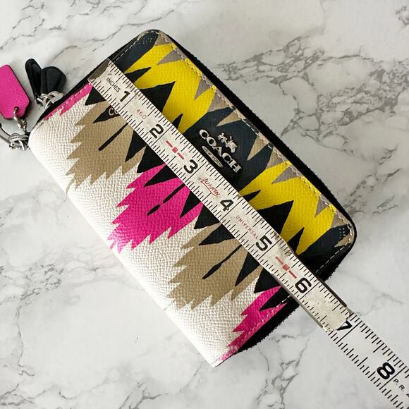 Coach Multicolor Zigzag Zip Wristlet - Yellow, Pink, Black, Tan, White - Picture 13 of 14